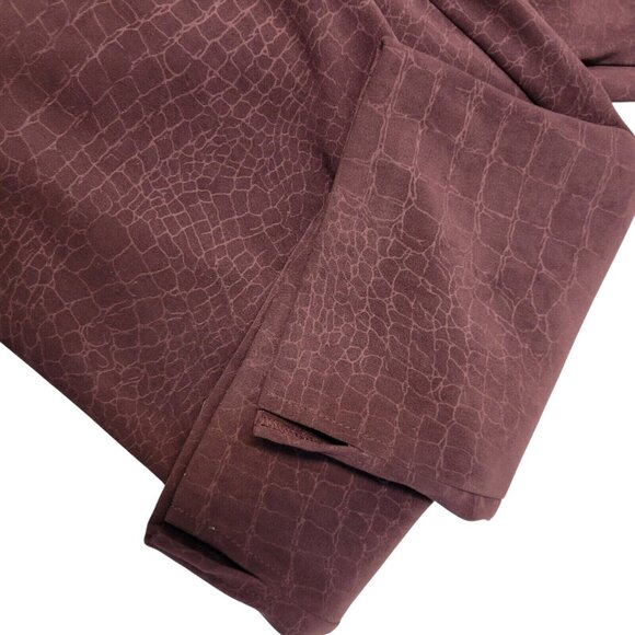 Crocodile Print Plum Purple Pants Women 9/10  Business Casual Retro Style Lounge - Picture 11 of 14